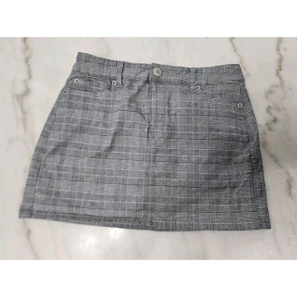 American Eagle Super Stretch Hi-Rise Mini Skirt Black White Houndstooth Size 4 - Picture 1 of 8